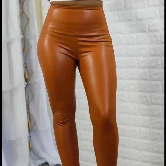 Let it Slide Faux Leather High Waisted Leggings - Picture 1 of 7